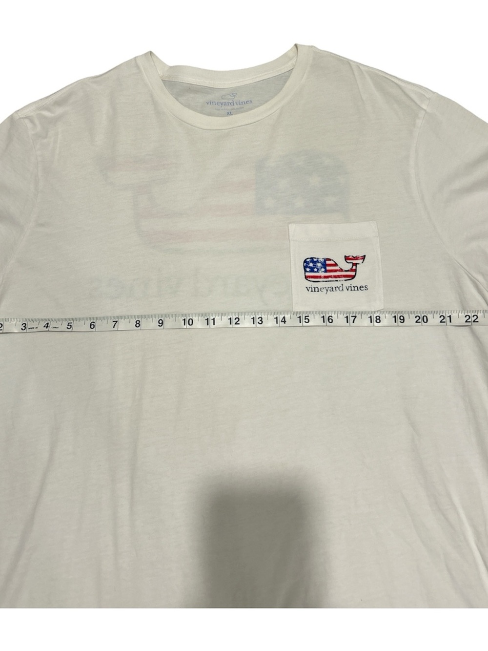 Vineyard Vines USA Flag Whale Pocket T-Shirt Men’s XL White Short Sleeve Cotton - Picture 3 of 9